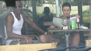 Hubby films me outside a cafe Upskirt Flashing and having an Interracial affair