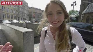 Russian Teen Anya Akulova Gets To Fuck With A Real Big Cock Guy This City Break